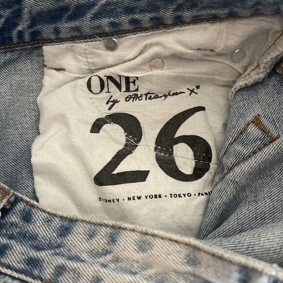 One X OneTeaspoon Women's Blue Trashed‎ Free Birds Ankle Zip Jeans Size 26 - Picture 4 of 5
